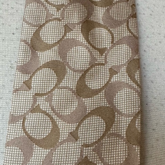 COACH Signature Reversible Silk Scarf in cream and tan - Picture 3 of 5